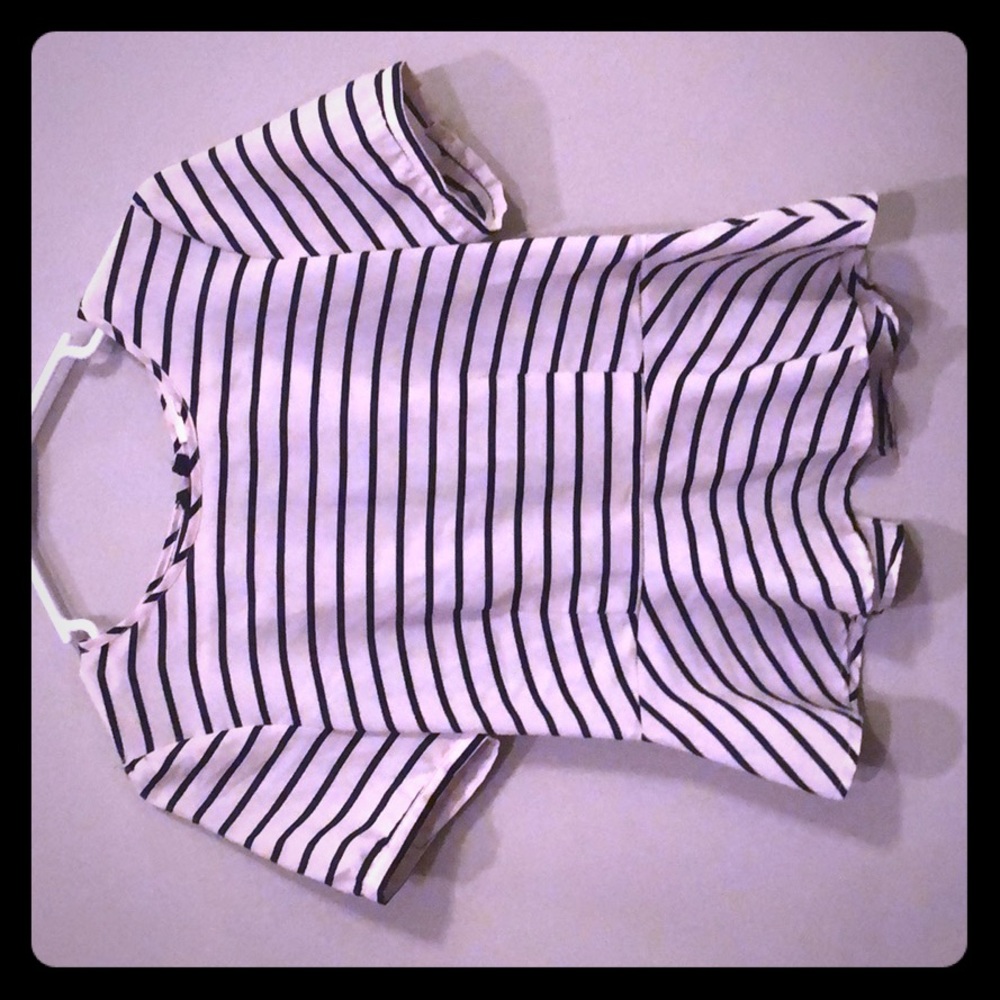 Tan and blue striped dress shirt